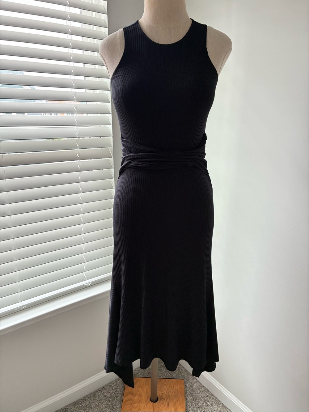 By Anthropologie Women's Kingsolver Ribbed Asymmetrical Tank Black Dress